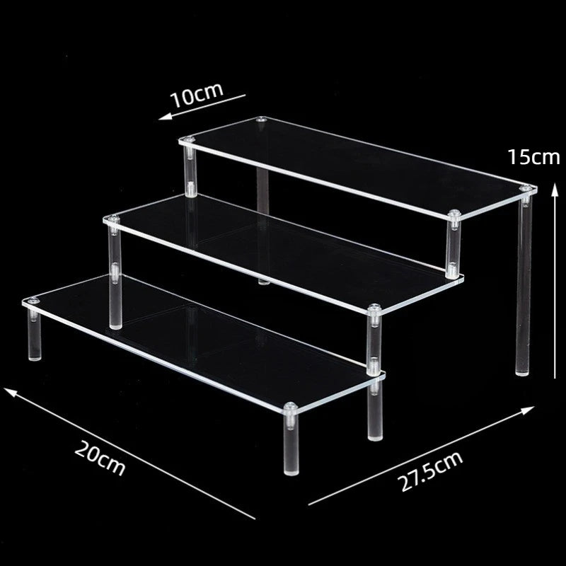 Black Acrylic Riser Display Shelf – Multi-Level Perfume & Cosmetic Organizer