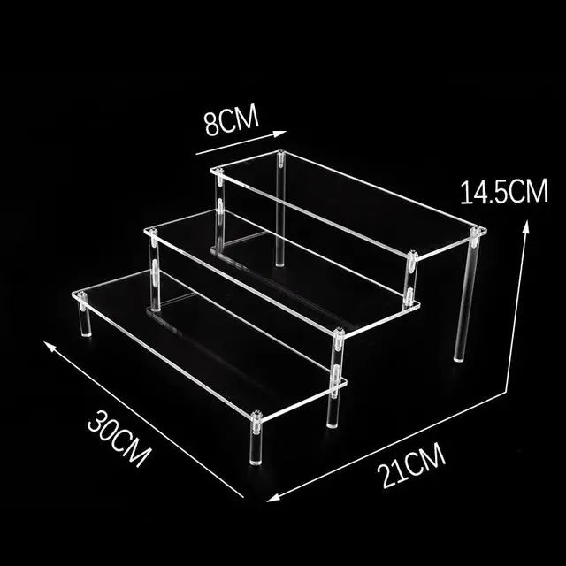 Black Acrylic Riser Display Shelf – Multi-Level Perfume & Cosmetic Organizer