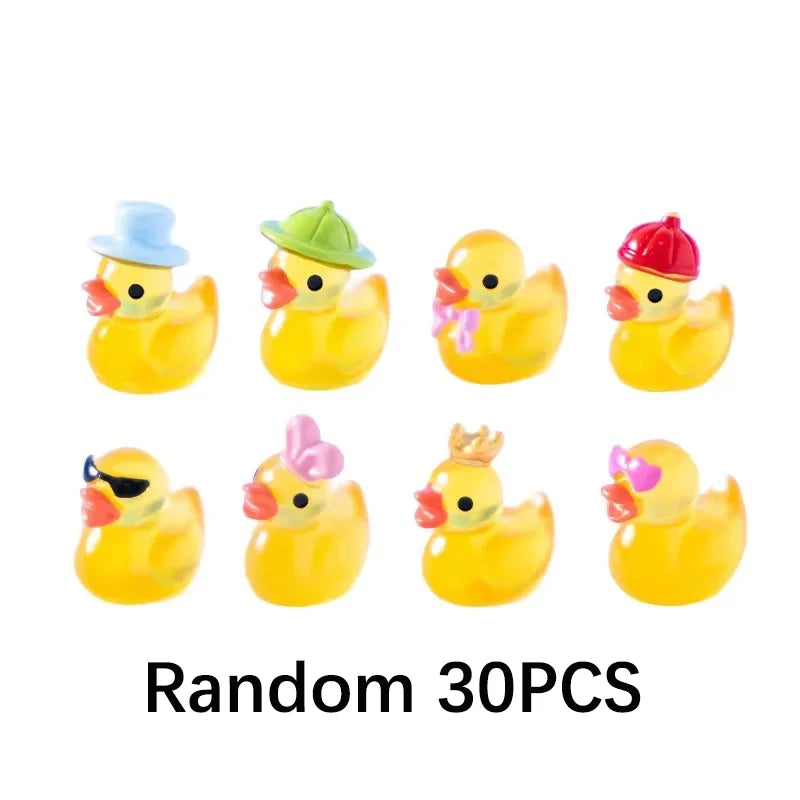 30/60/100PCS Glow-in-the-Dark Mini Duck Figurines – Luminous Fairy Garden Micro Landscape Decorations