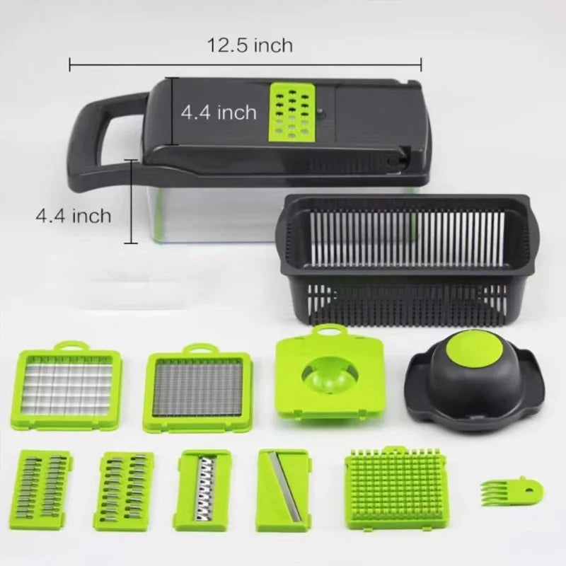 Multifunctional Vegetable Chopper &amp; Food Slicer – 8 Interchangeable Blades for Fruits, Vegetables &amp; Meal Prep