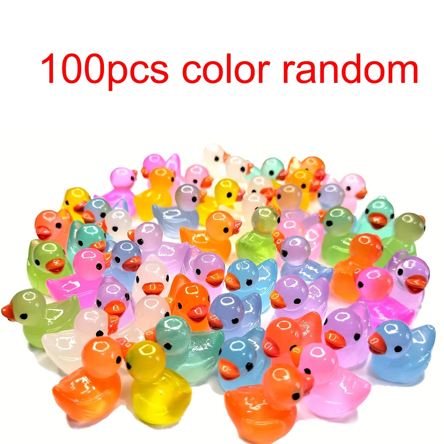 30/60/100PCS Glow-in-the-Dark Mini Duck Figurines – Luminous Fairy Garden Micro Landscape Decorations
