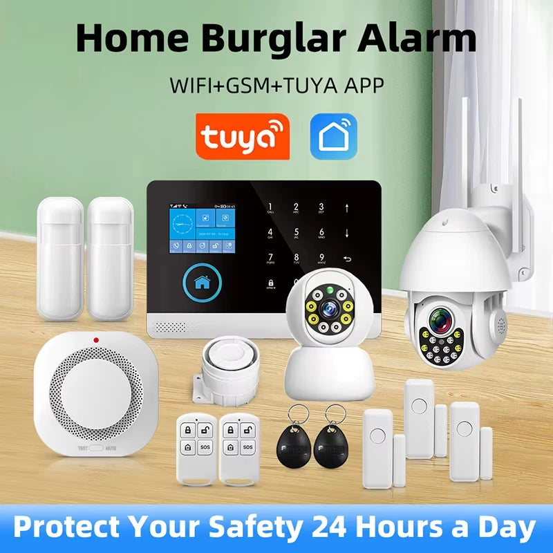 Tuya Smart WiFi + GSM Home Alarm System – Wireless Security Protection Kit