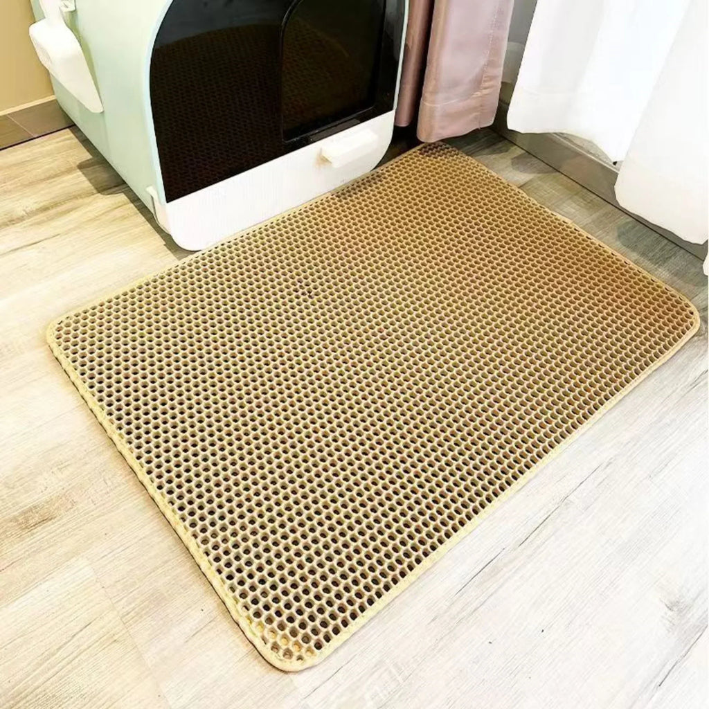 Extra Large Waterproof Cat Litter Mat – Double Layer Honeycomb Trapping Mat with Non-Slip Backing