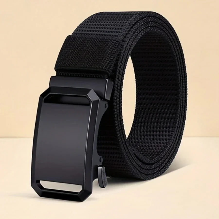 Men's Automatic Buckle Canvas Tactical Belt – Casual Outdoor Military-Style Work Belt
