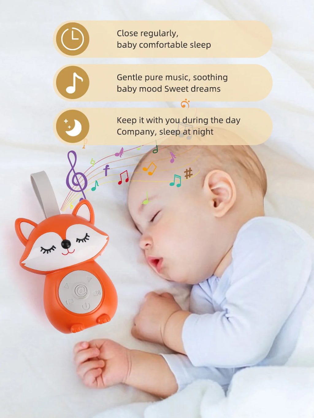 Baby White Noise & Lullaby Sound Machine – Portable Baby Soother