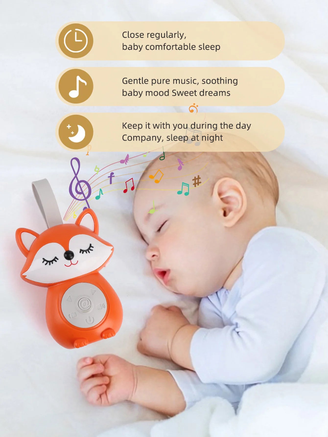 Baby White Noise & Lullaby Sound Machine – Portable Baby Soother