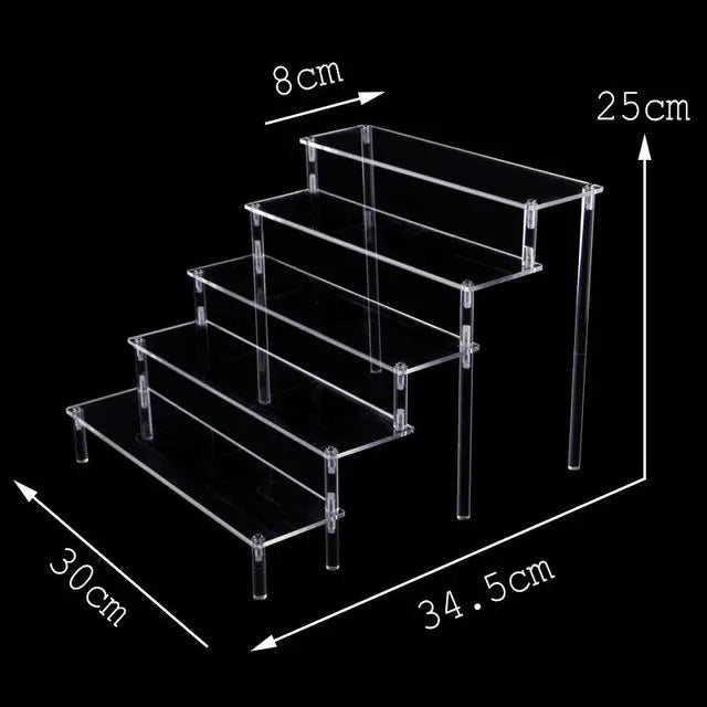 Black Acrylic Riser Display Shelf – Multi-Level Perfume & Cosmetic Organizer