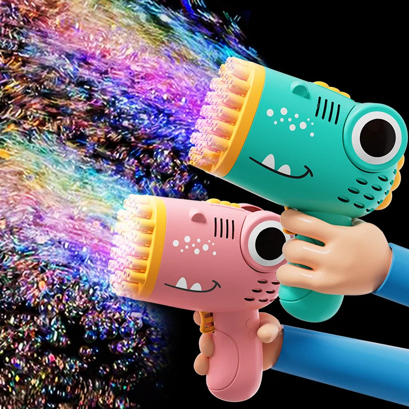 40-Hole Dinosaur Bubble Gun – Handheld Bubble Machine for Outdoor Fun
