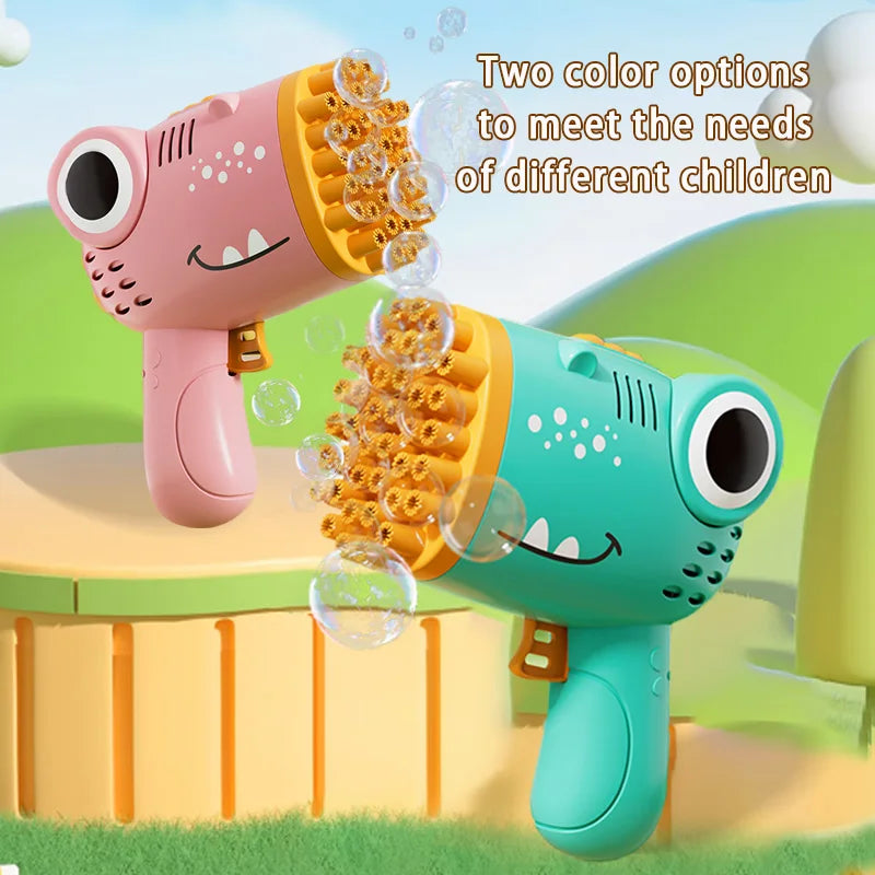40-Hole Dinosaur Bubble Gun – Handheld Bubble Machine for Outdoor Fun