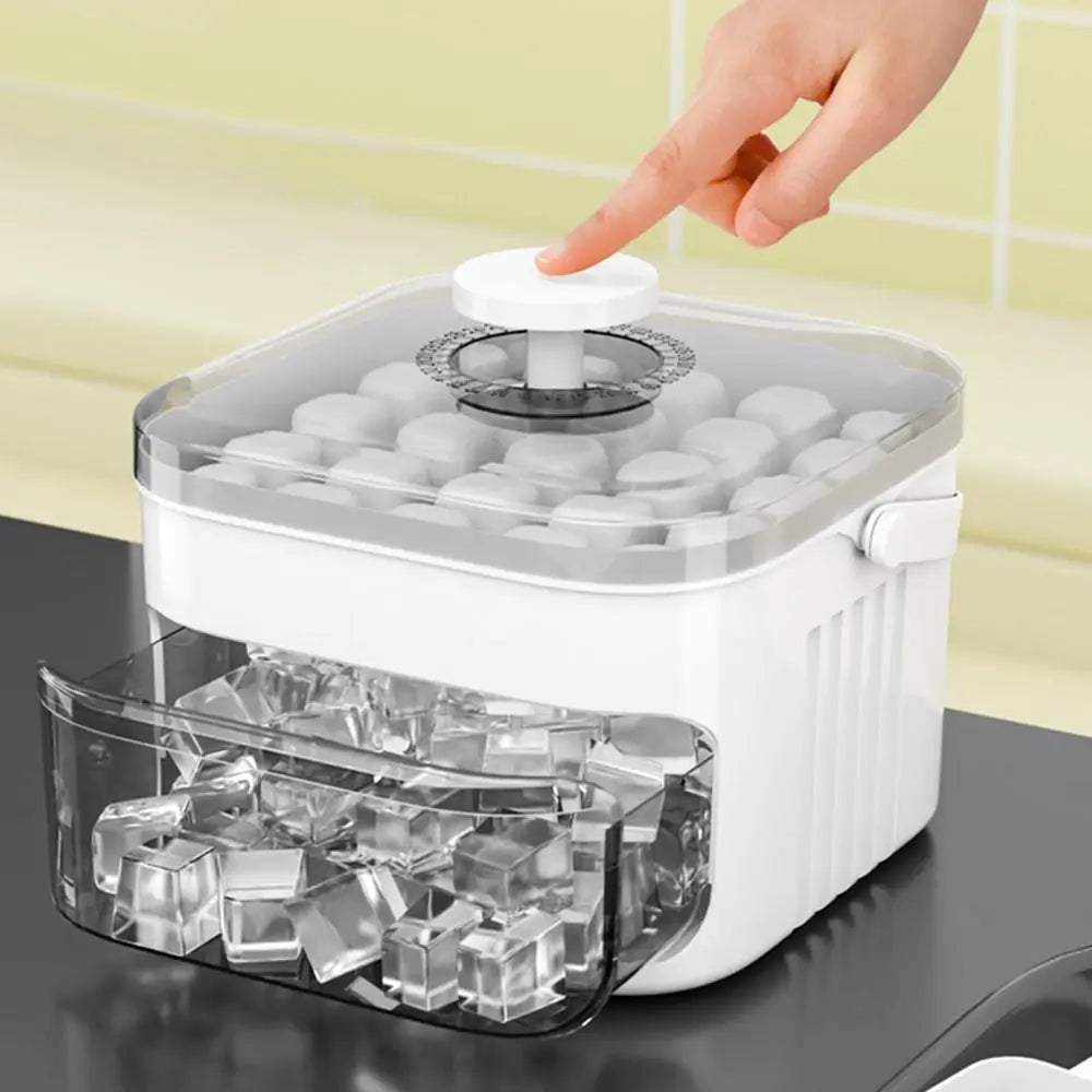 50-Cube Easy Press Ice Maker – Double Layer Ice Storage Box
