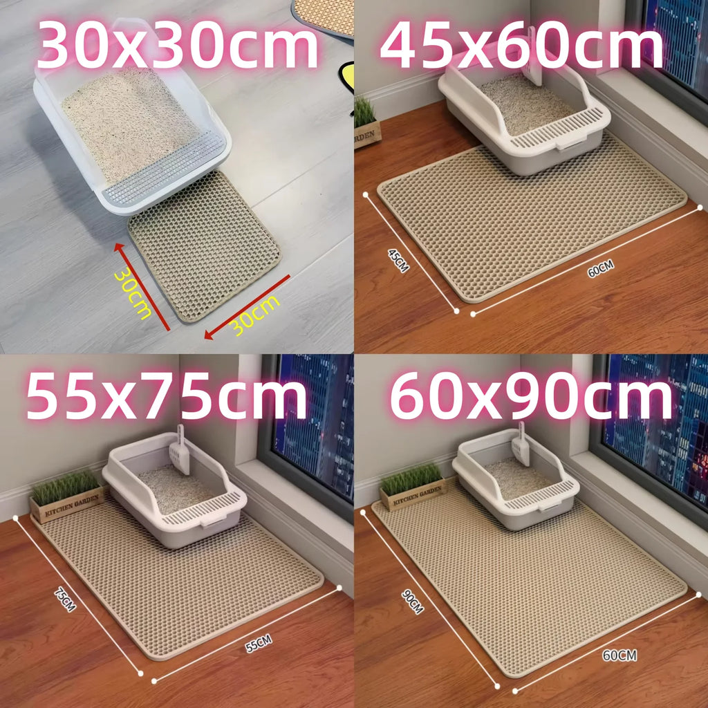 Extra Large Waterproof Cat Litter Mat – Double Layer Honeycomb Trapping Mat with Non-Slip Backing