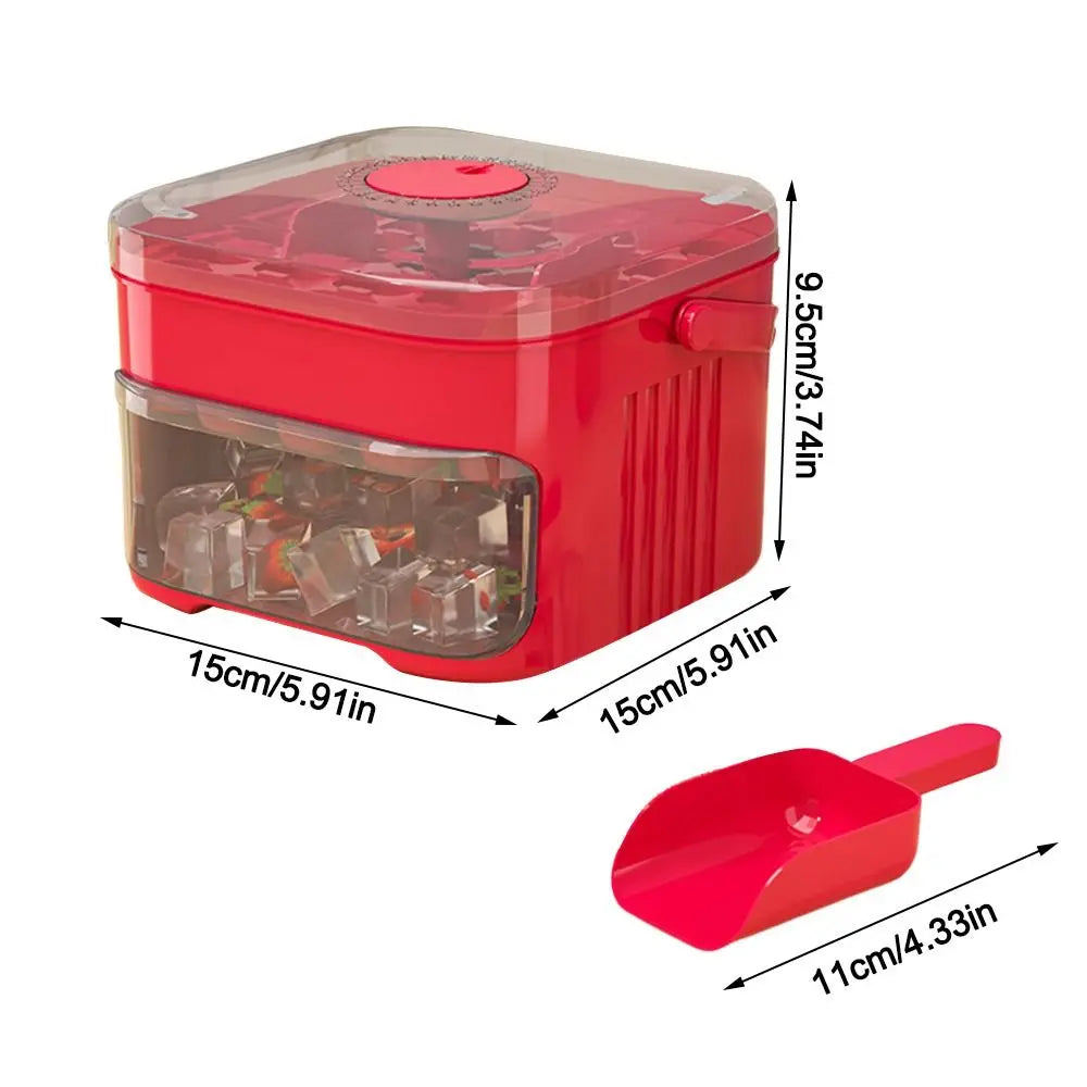 50-Cube Easy Press Ice Maker – Double Layer Ice Storage Box