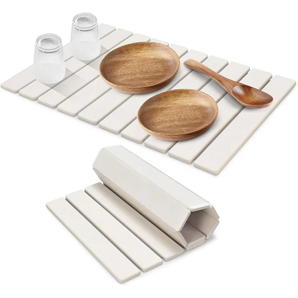 Foldable Stone Kitchen Drying Mat – Super Absorbent Dish Drying Pad