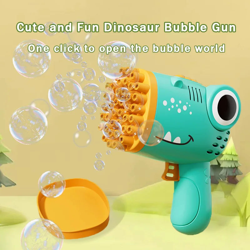 40-Hole Dinosaur Bubble Gun – Handheld Bubble Machine for Outdoor Fun