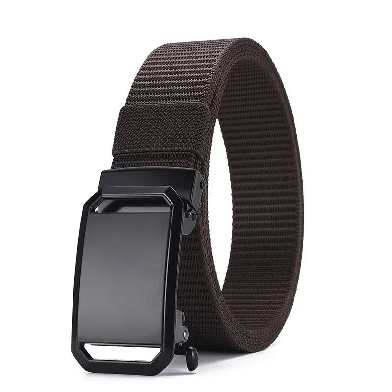 Men's Automatic Buckle Canvas Tactical Belt – Casual Outdoor Military-Style Work Belt