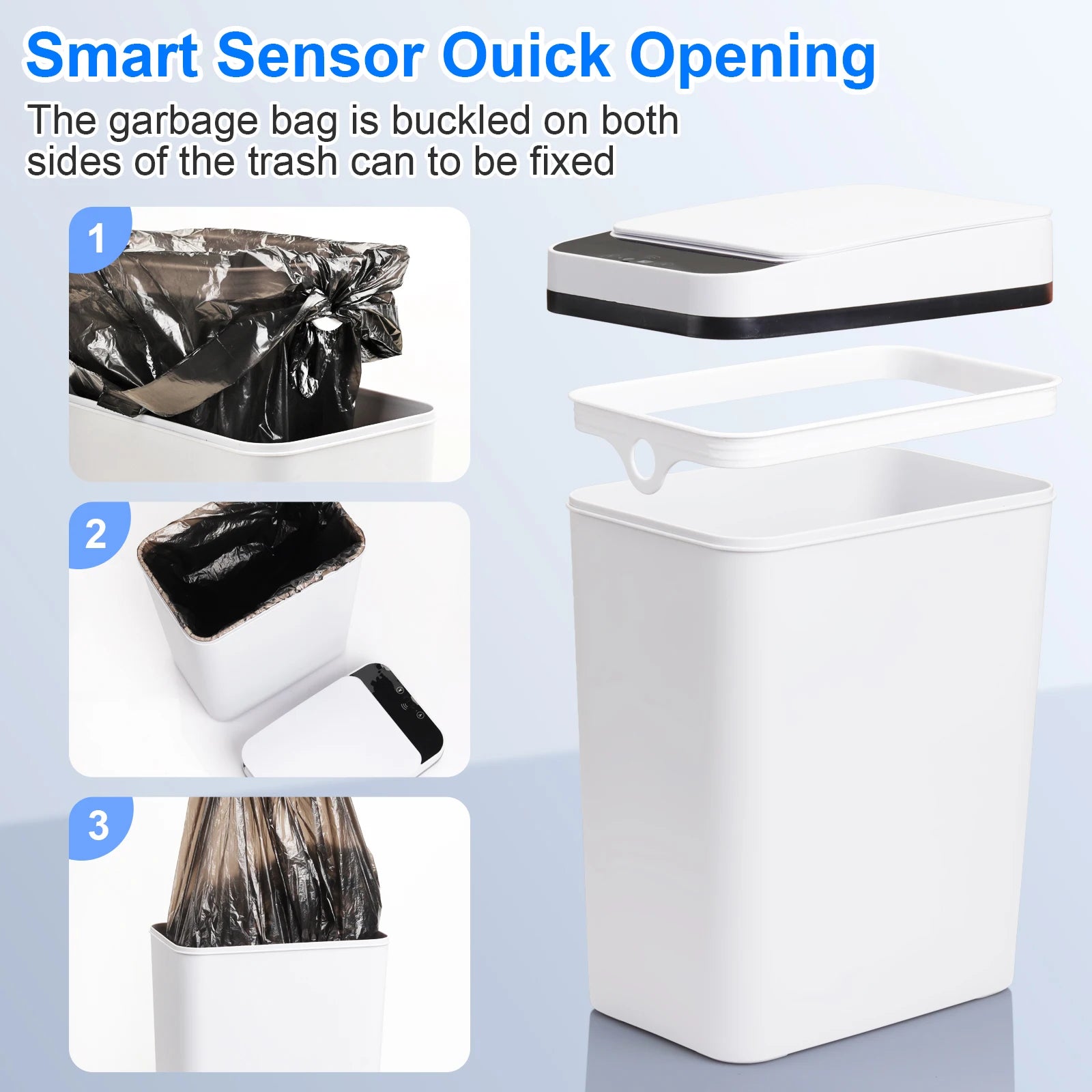 2-Pack Automatic Motion Sensor Trash Cans – Slim Touchless Bathroom Waste Bins
