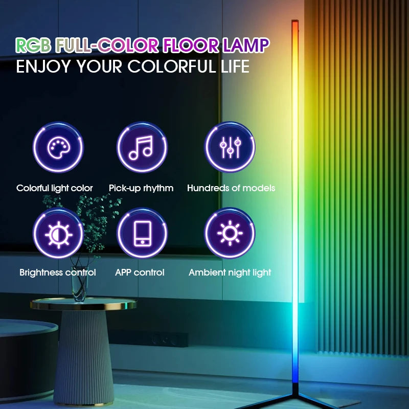 RGB LED Smart Floor Lamp – Modern, Music-Sync, and Fully Customizable