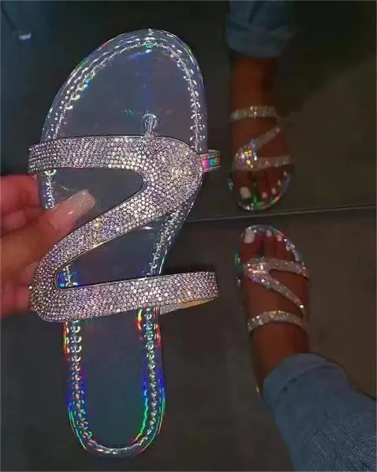 Rhinestone Summer Sandals™ – Lightweight Beach Slip-On Flats