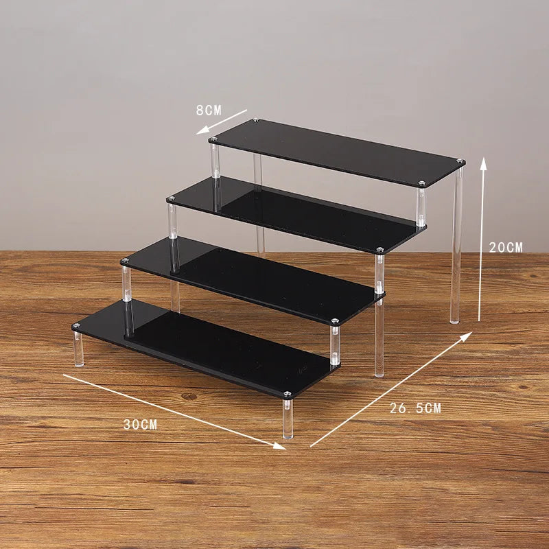 Black Acrylic Riser Display Shelf – Multi-Level Perfume & Cosmetic Organizer