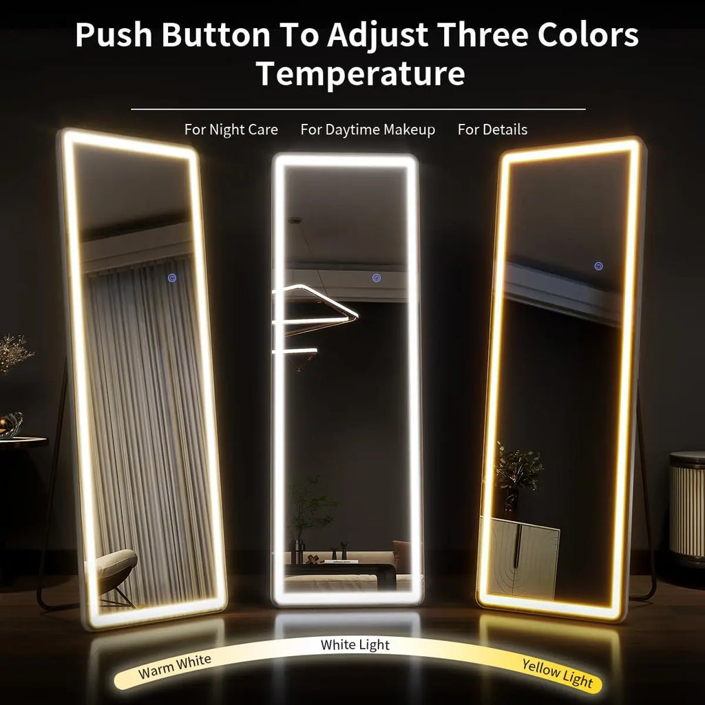 63”x20” LED Full Length Mirror with Lights – Modern Lighted Floor Mirror