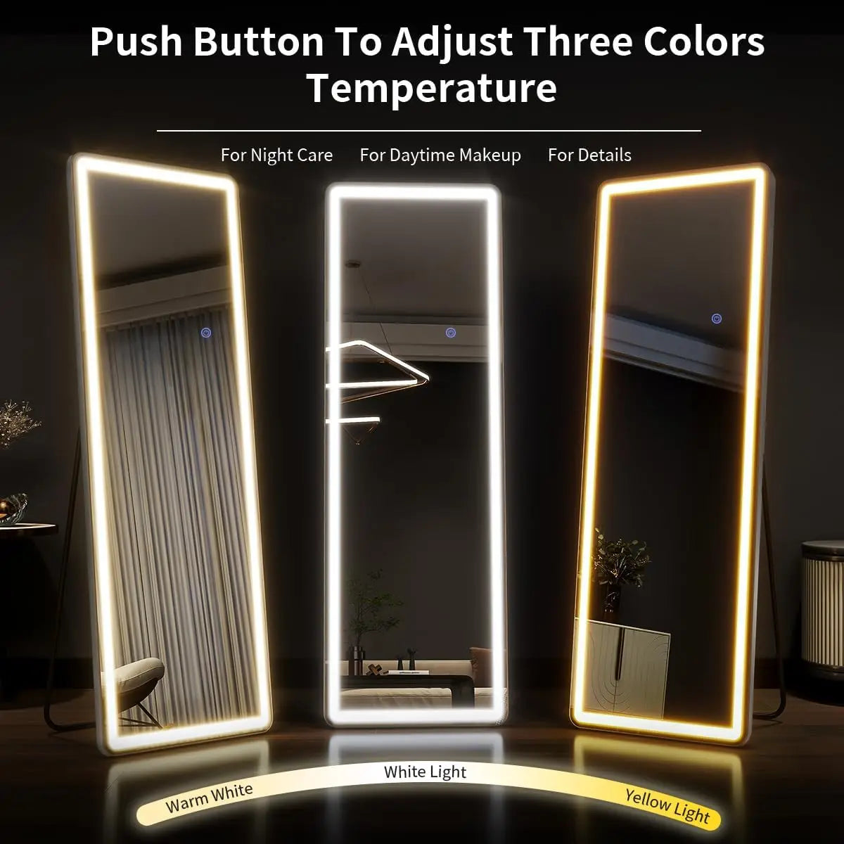 63”x20” LED Full Length Mirror with Lights – Modern Lighted Floor Mirror