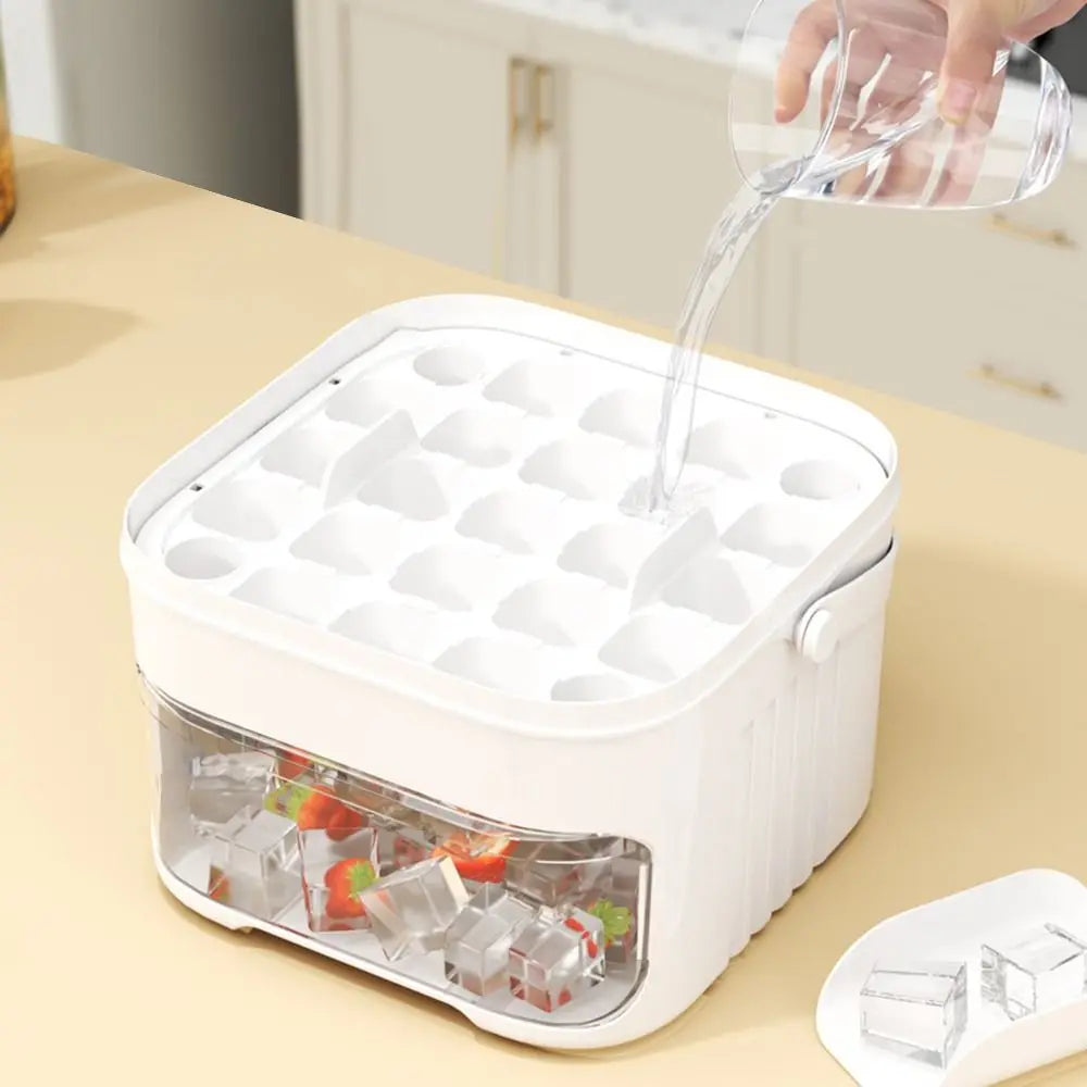 50-Cube Easy Press Ice Maker – Double Layer Ice Storage Box