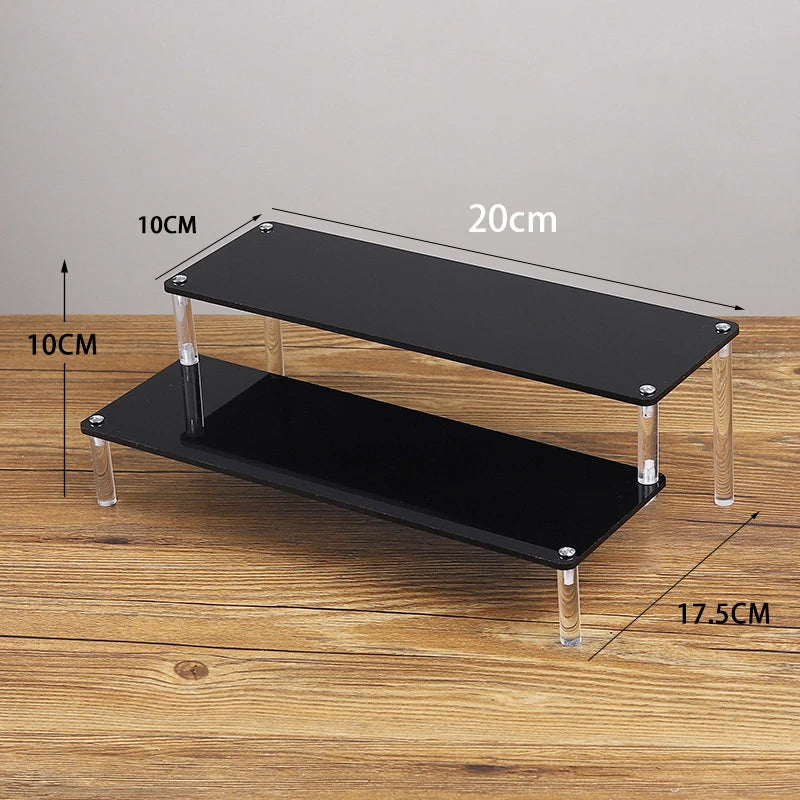 Black Acrylic Riser Display Shelf – Multi-Level Perfume & Cosmetic Organizer