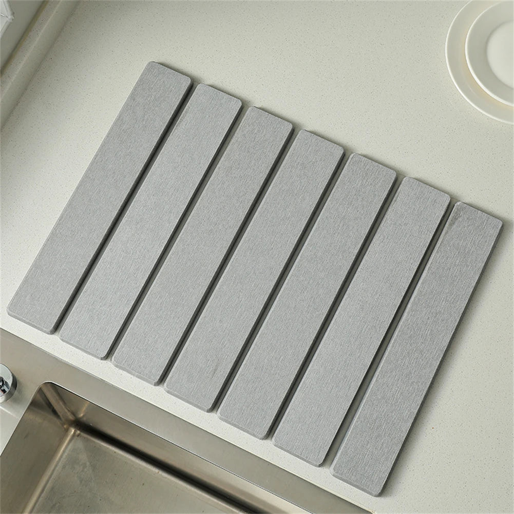 Foldable Stone Kitchen Drying Mat – Super Absorbent Dish Drying Pad
