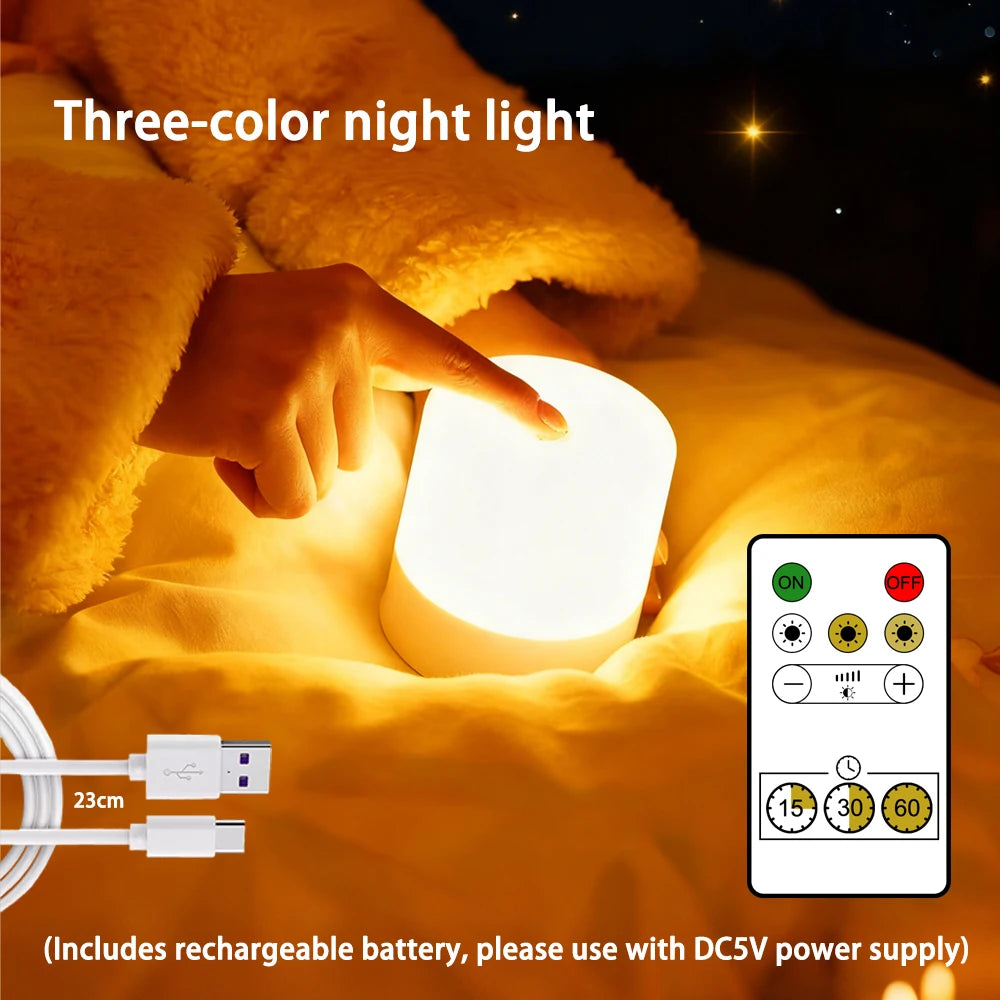 RGB Touch Control LED Night Lamp – Rechargeable Bedside Mood Light