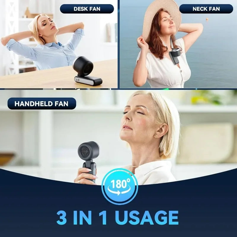 3-in-1 Rechargeable Mini Fan – 5-Speed Portable Travel Fan