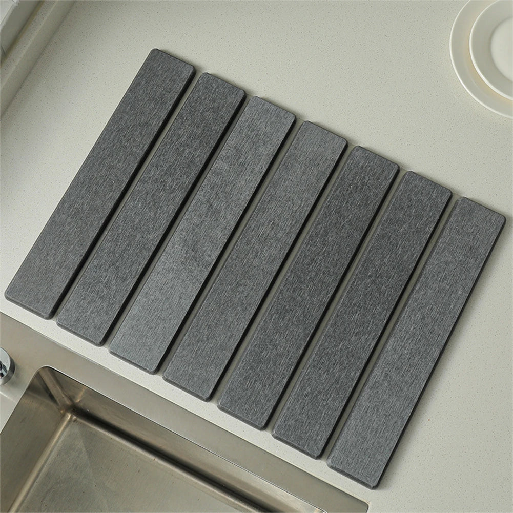Foldable Stone Kitchen Drying Mat – Super Absorbent Dish Drying Pad