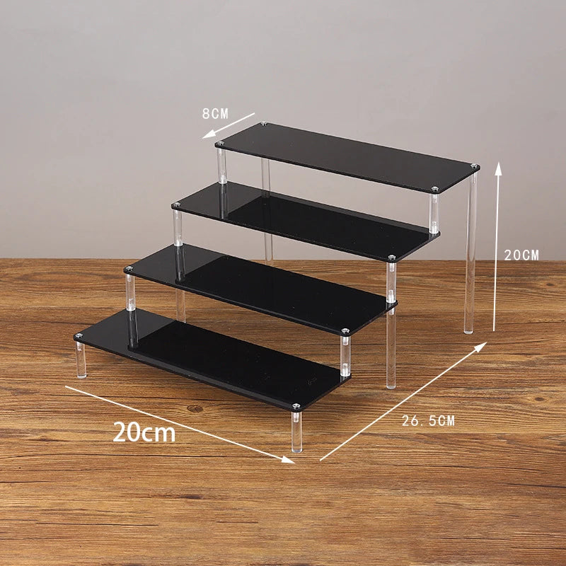 Black Acrylic Riser Display Shelf – Multi-Level Perfume & Cosmetic Organizer