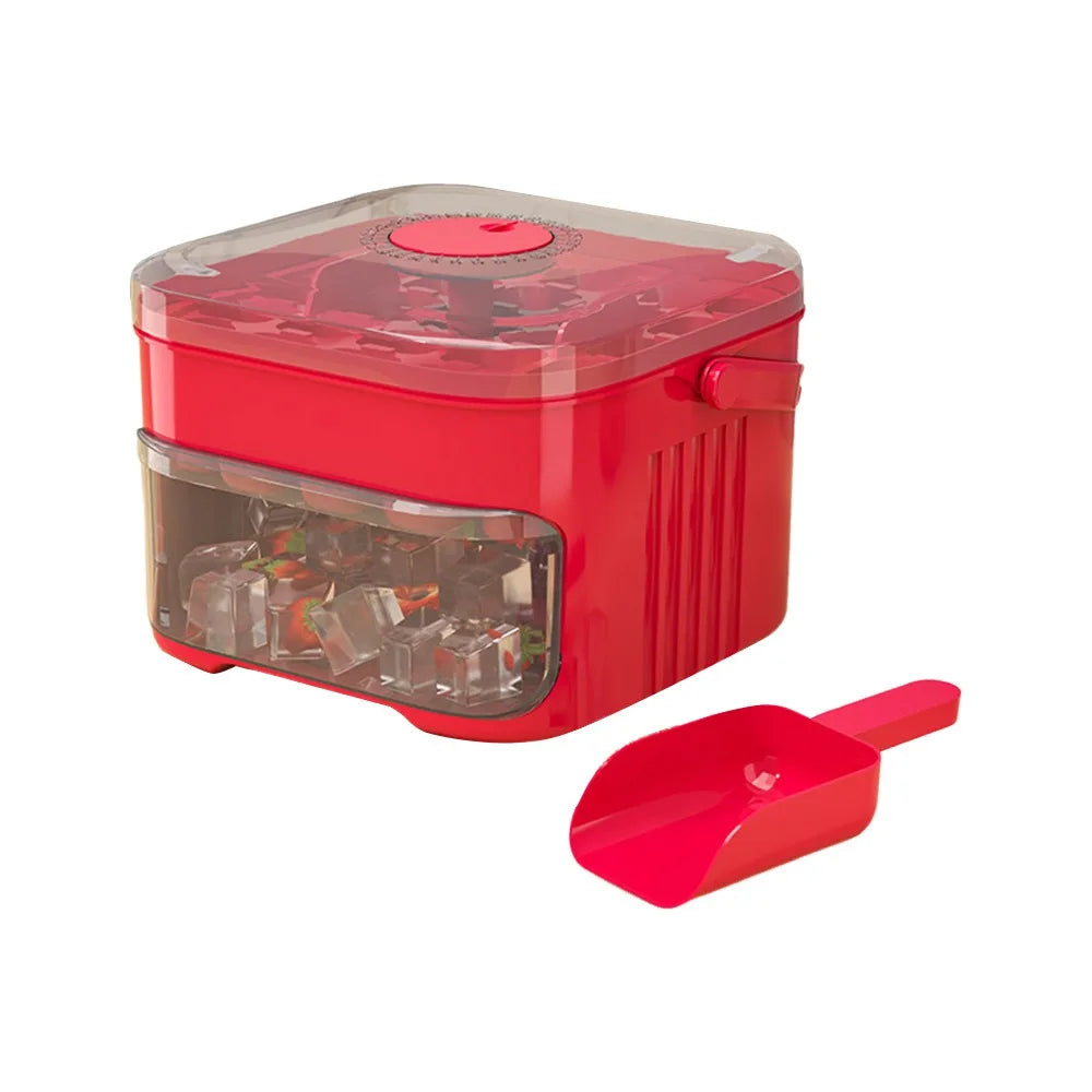 50-Cube Easy Press Ice Maker – Double Layer Ice Storage Box