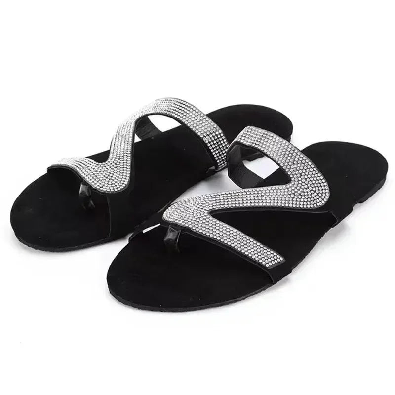 Rhinestone Summer Sandals™ – Lightweight Beach Slip-On Flats