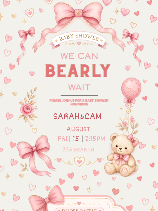 Bearly Wait Baby Shower Invitation Template