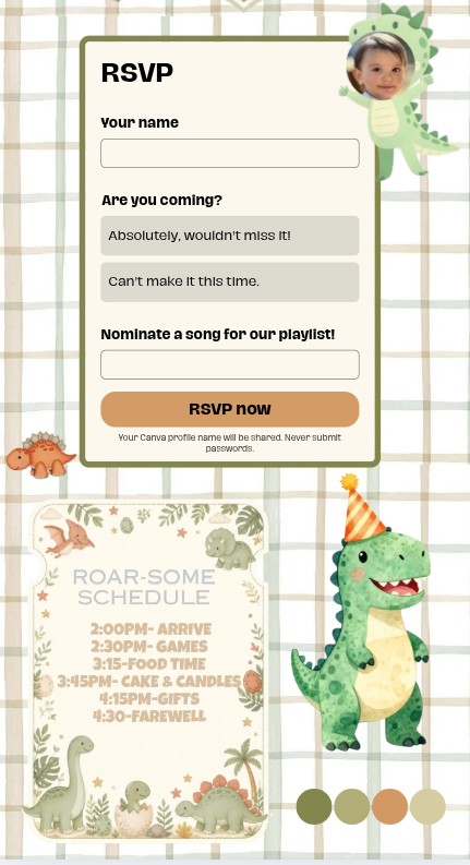 Dinosaur Theme Birthday Digital Invitation
