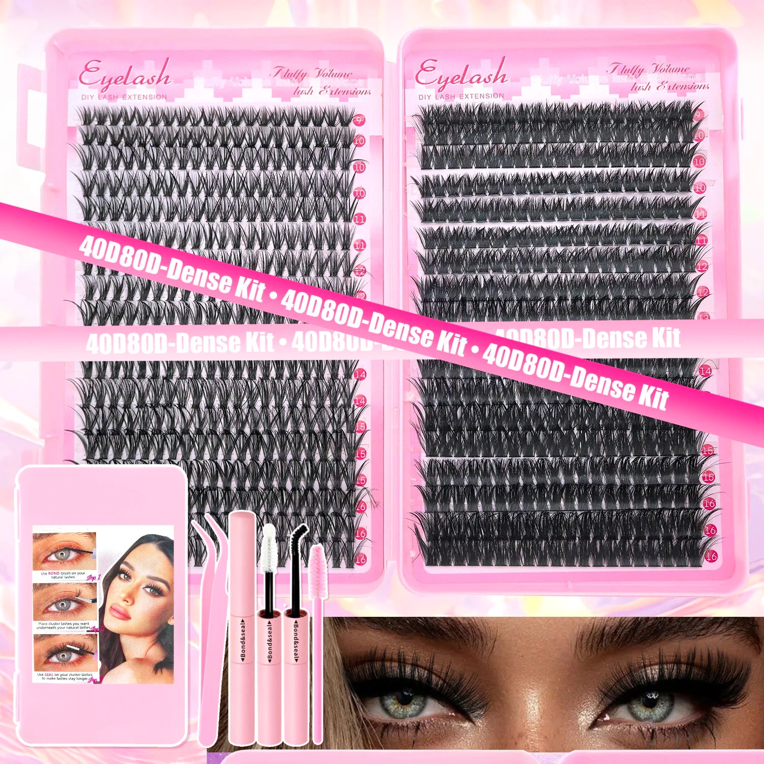 DIY Lash Extension Kit™ – Wispy Cluster Lashes with Bond & ; Seal