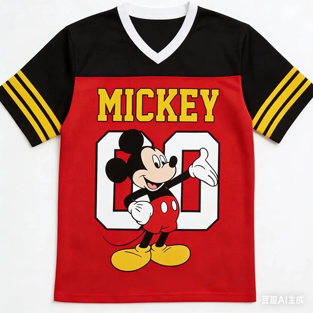 Summer Mickey Cartoon Home T-Shirt – Quick-Dry Breathable Sportswear for Women, Men & Kids