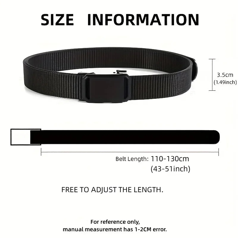 Men's Automatic Buckle Canvas Tactical Belt – Casual Outdoor Military-Style Work Belt
