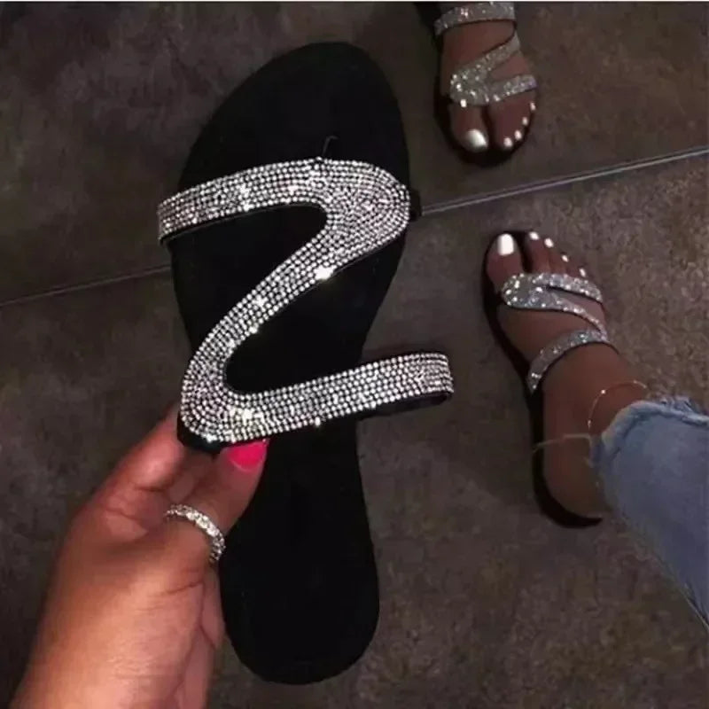 Rhinestone Summer Sandals™ – Lightweight Beach Slip-On Flats