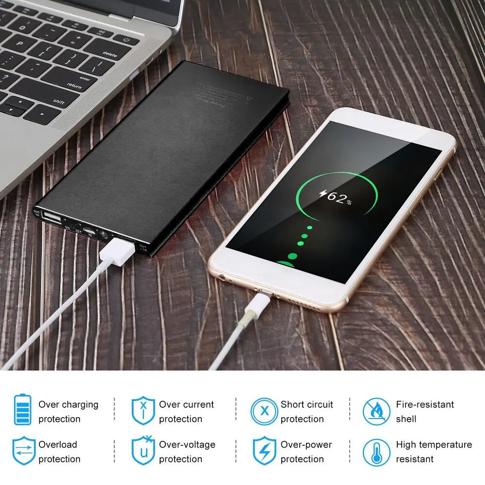 20000mAh Portable Power Bank – Fast Charging with Built-In Flashlight