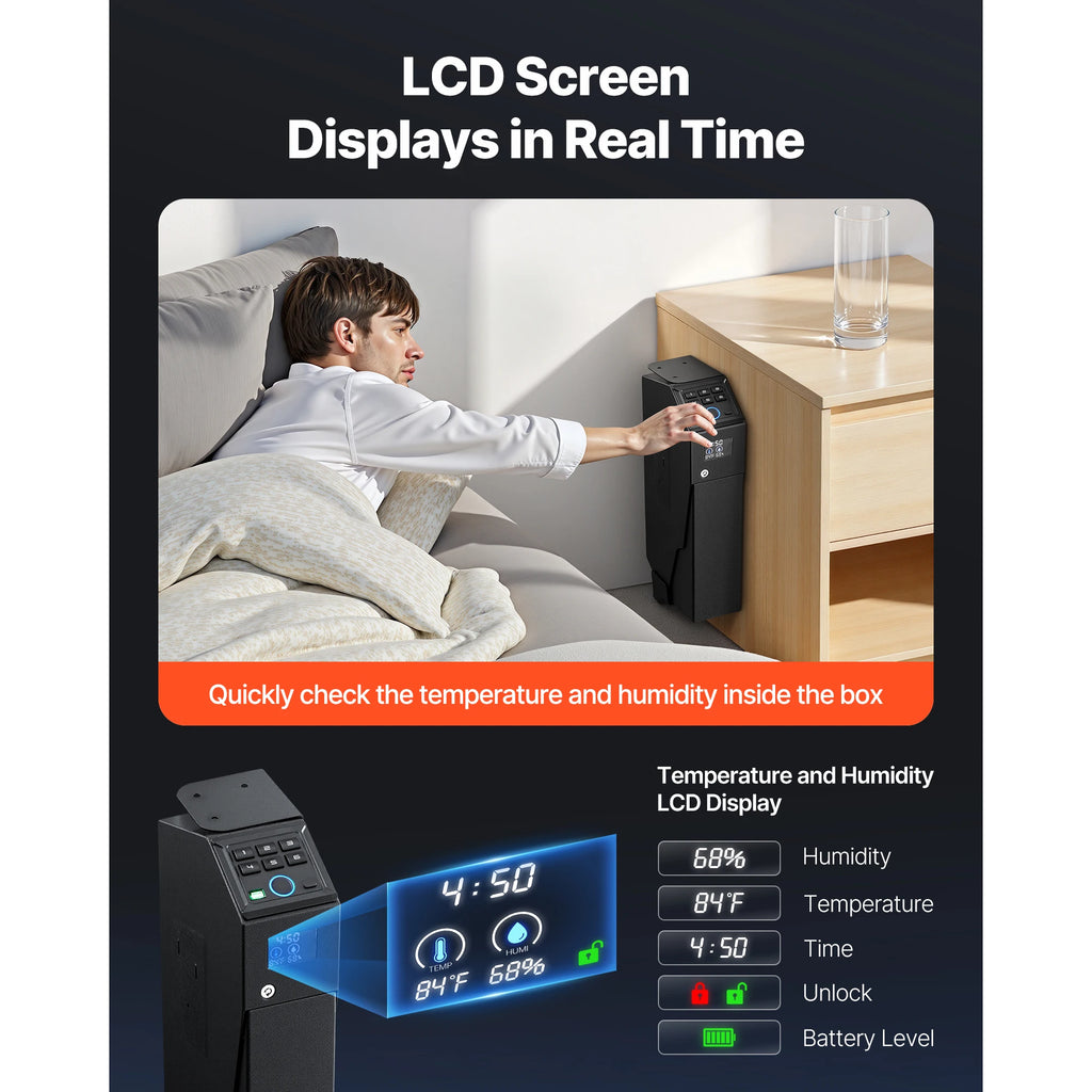 Smart Handgun Safe – Fingerprint, Password &amp; Key Quick Access Lock Box