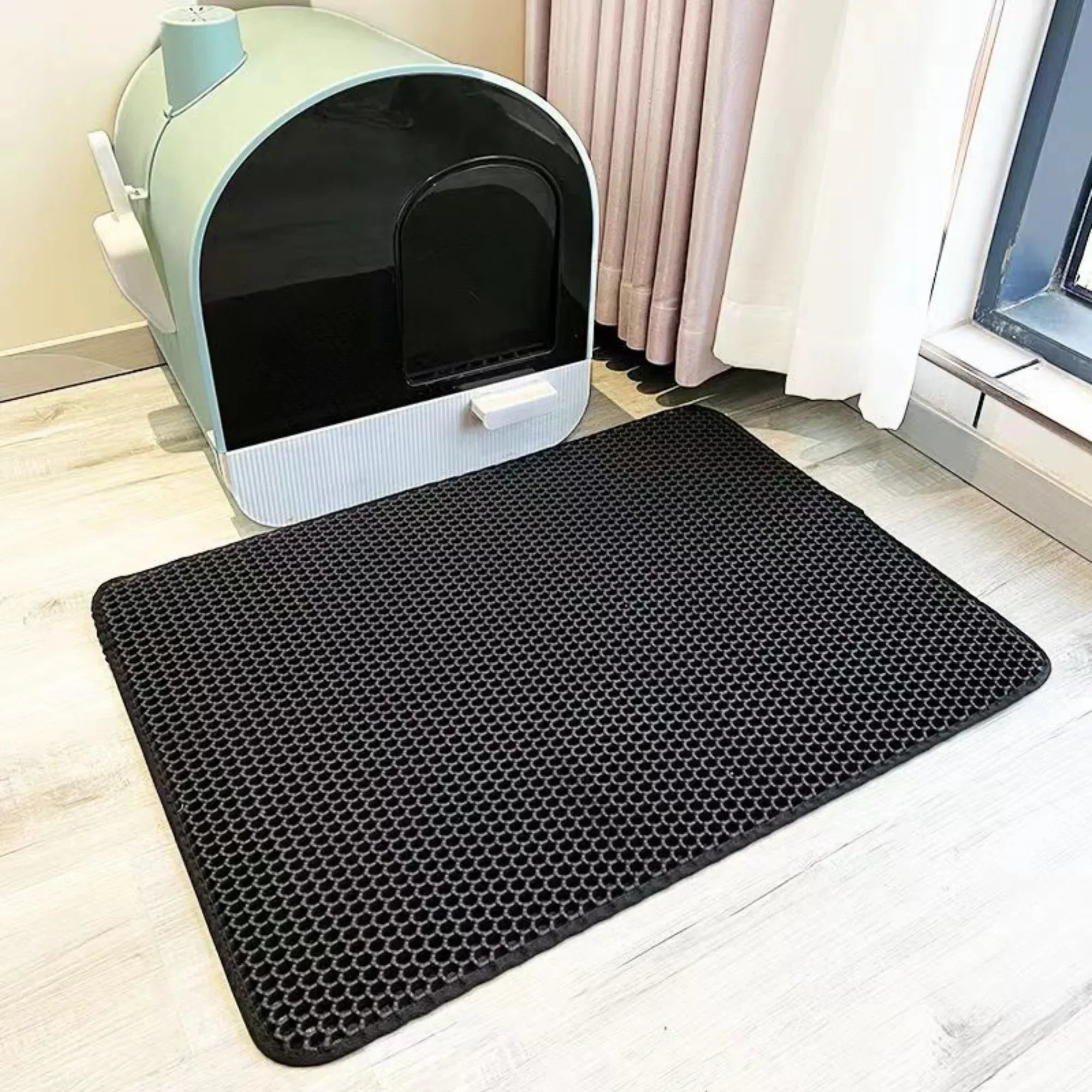 Extra Large Waterproof Cat Litter Mat – Double Layer Honeycomb Trapping Mat with Non-Slip Backing