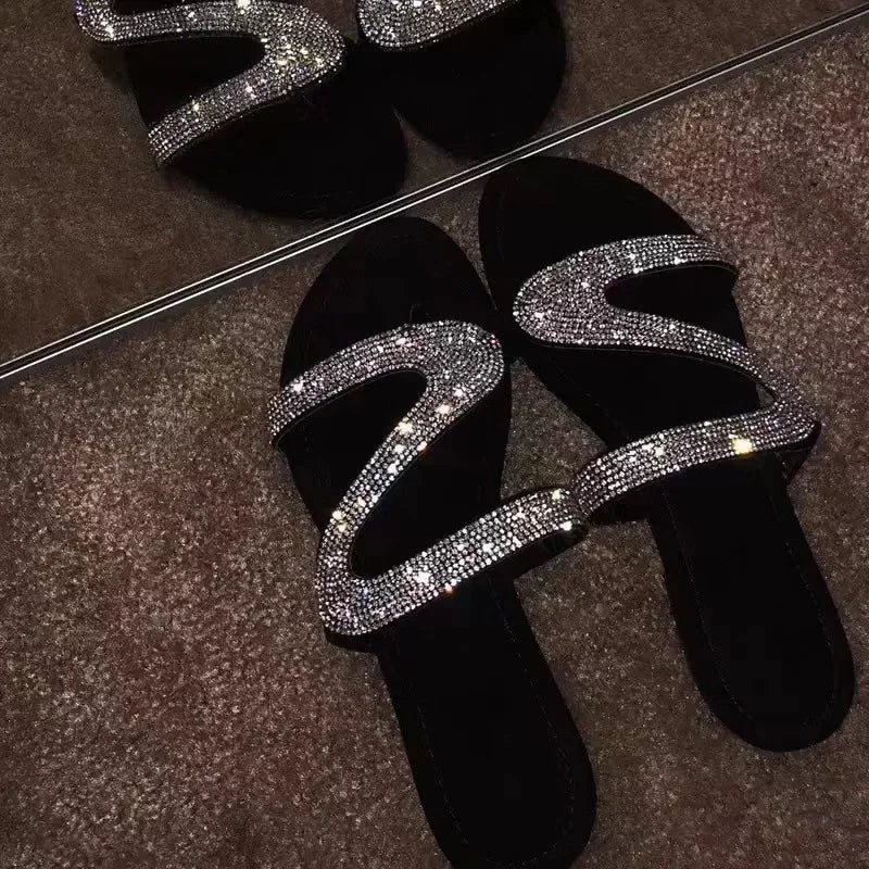 Rhinestone Summer Sandals™ – Lightweight Beach Slip-On Flats