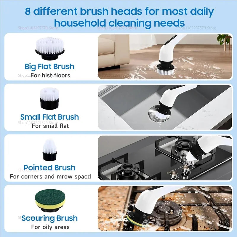 9-in-1 Electric Spin Scrubber – Cordless Cleaning Brush with Adjustable Handle