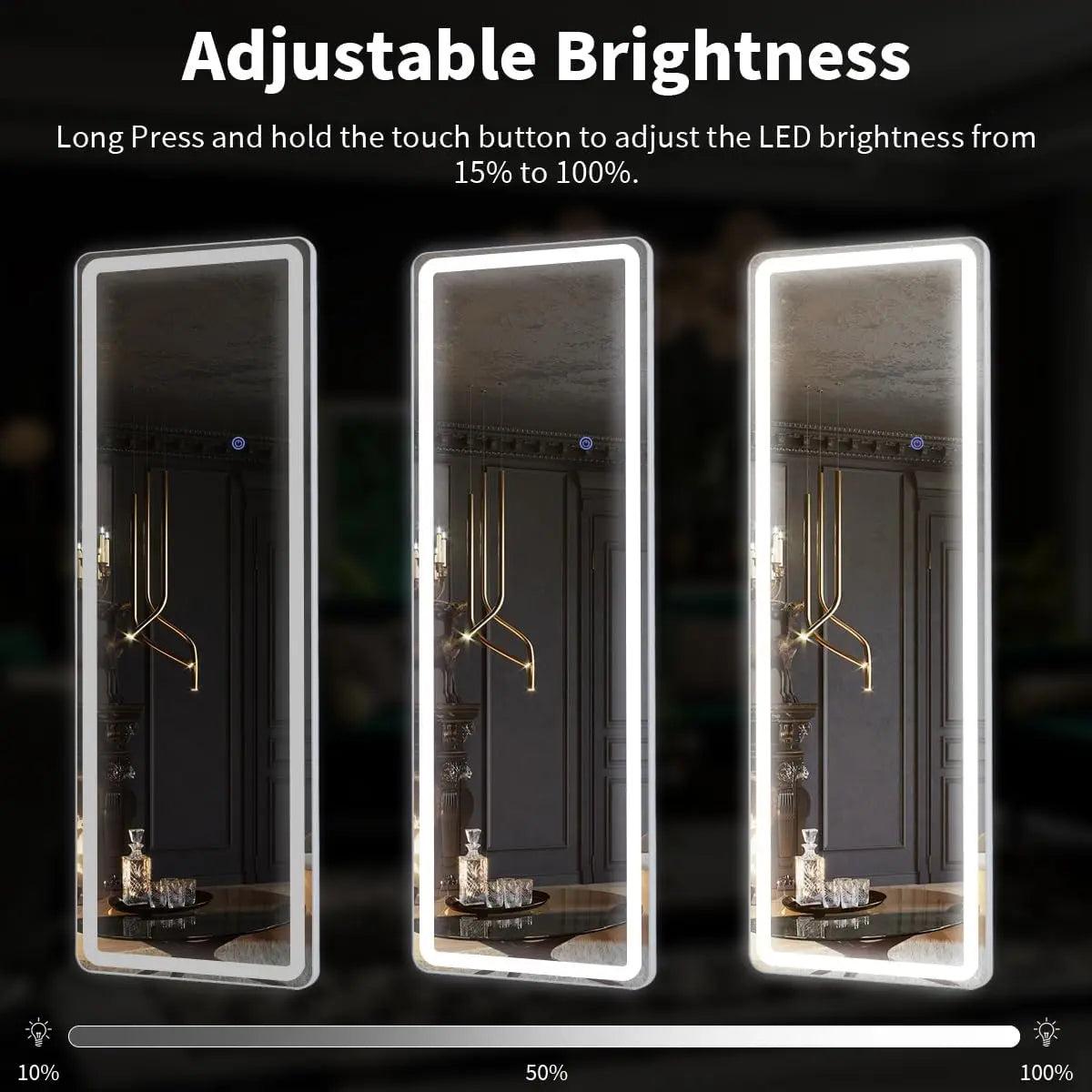 63”x20” LED Full Length Mirror with Lights – Modern Lighted Floor Mirror