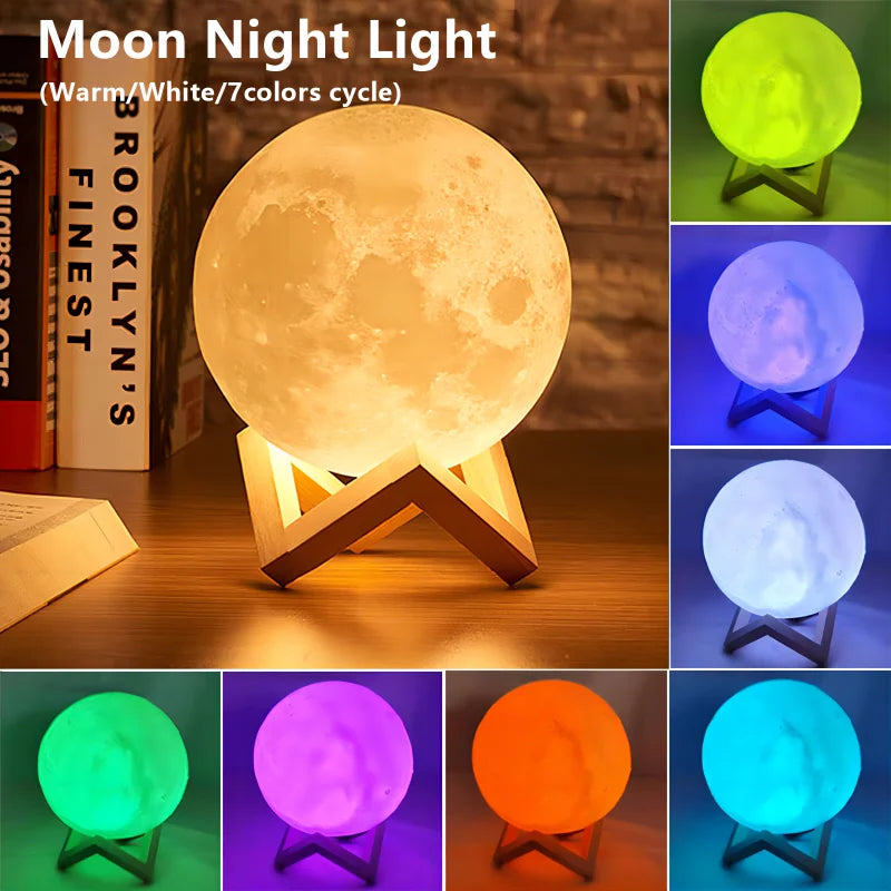 3D Moon LED Book Light – Galaxy Night Lamp for Bedroom &amp; Gift