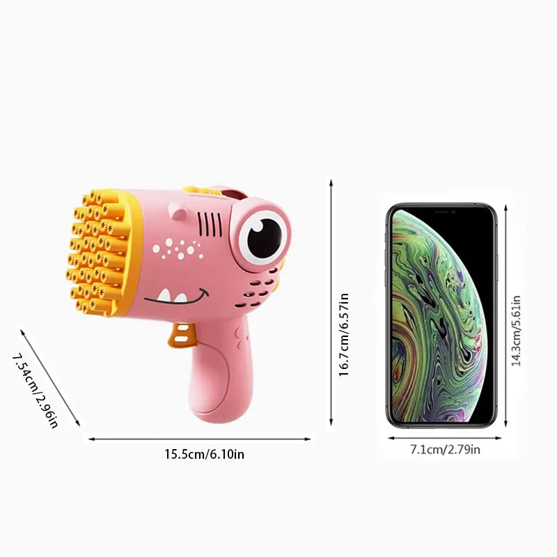 40-Hole Dinosaur Bubble Gun – Handheld Bubble Machine for Outdoor Fun