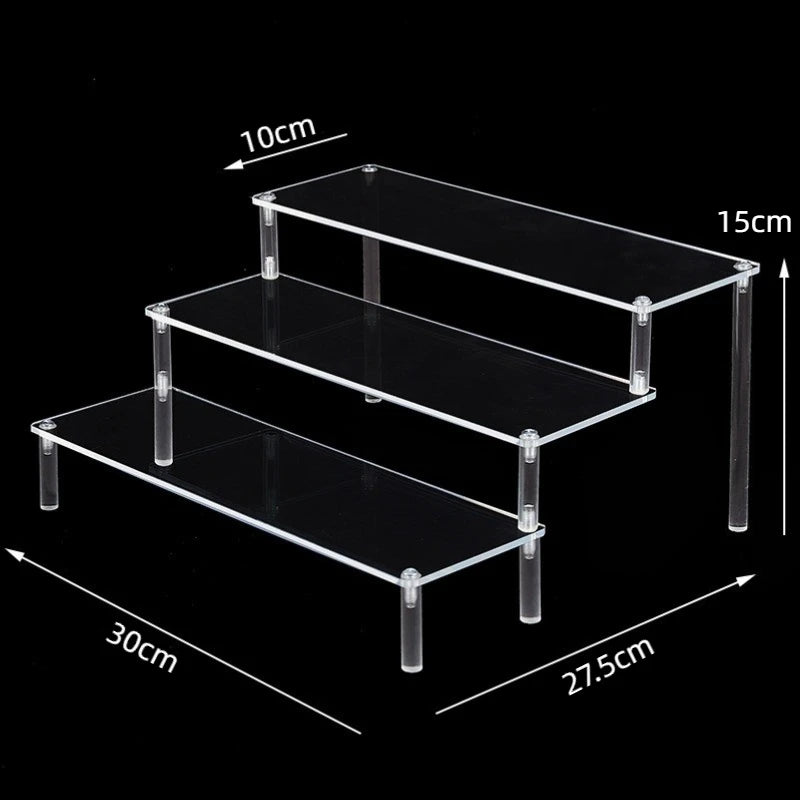 Black Acrylic Riser Display Shelf – Multi-Level Perfume & Cosmetic Organizer