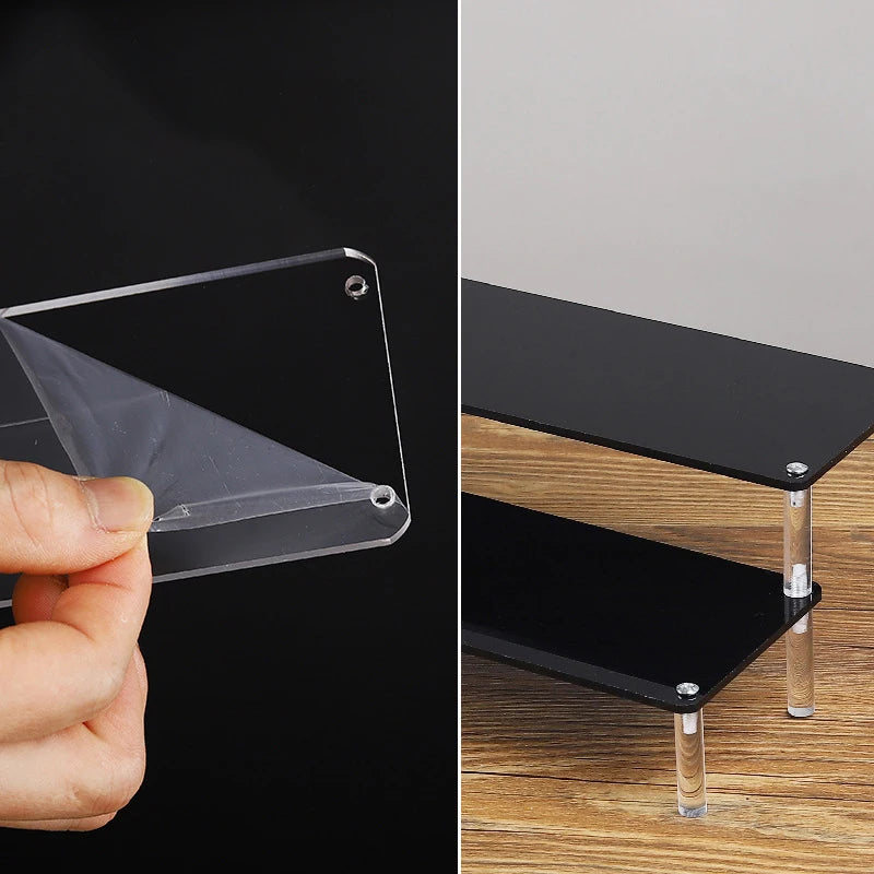 Black Acrylic Riser Display Shelf – Multi-Level Perfume & Cosmetic Organizer